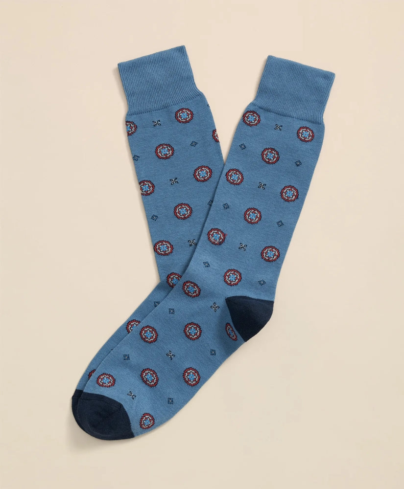 Cotton-Blend Foulard Socks / Brooks Brothers Men