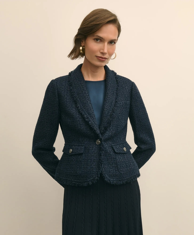 Fringed Boucle Jacket / Brooks Brothers Sale
