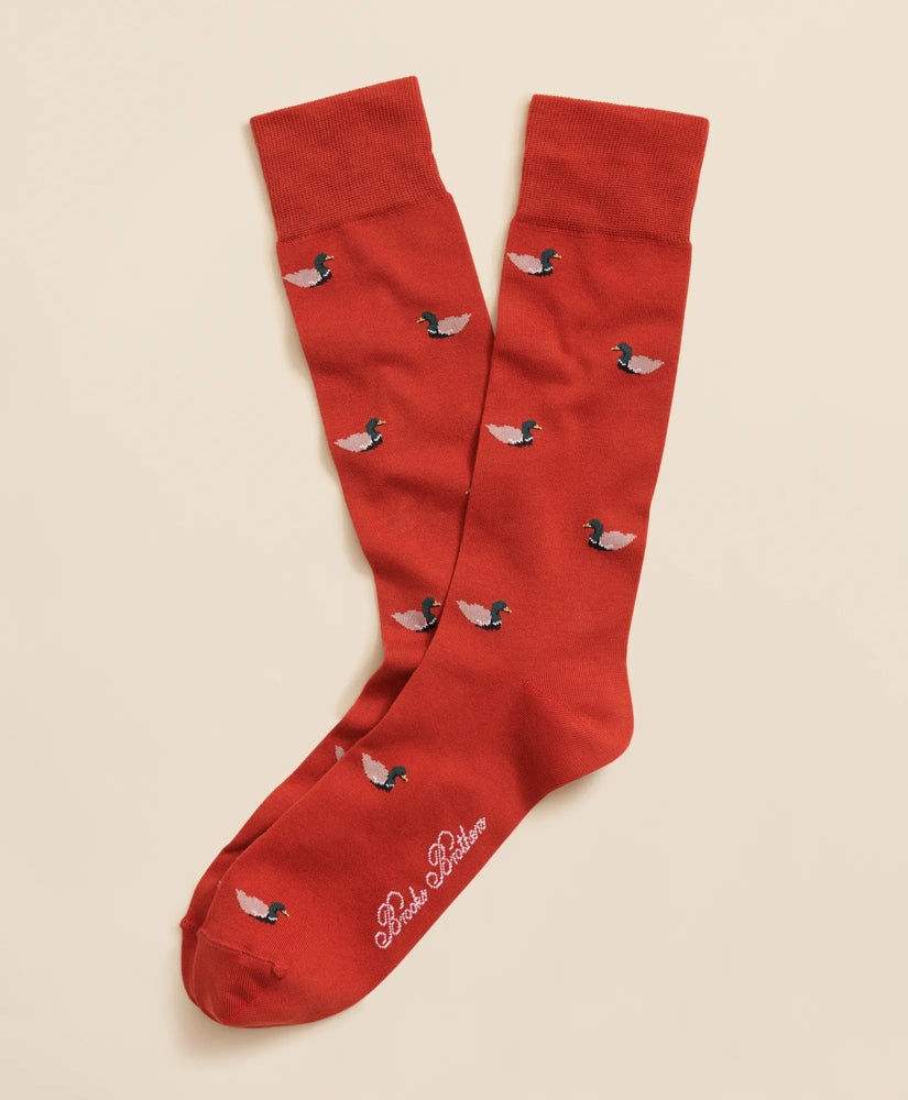 Cotton-Blend Mallard Socks / Brooks Brothers Men