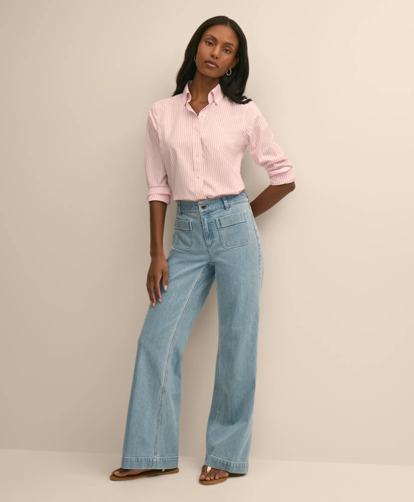 Cotton-Blend Patch Pocket Flare Jeans / Brooks Brothers Women