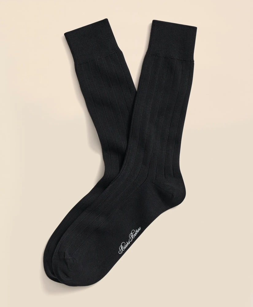 Cotton Blend Ribbed Crew Socks / Brooks Brothers Men
