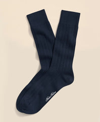 Cotton Blend Ribbed Crew Socks / Brooks Brothers Men