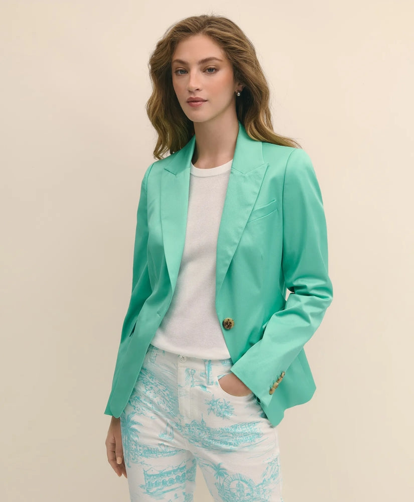 Cotton Blend Sateen Single-Button Peak Lapel Jacket / Brooks Brothers Sale