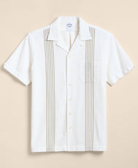 Cotton Blend Seersucker Camp Collar Shirt / Brooks Brothers Shirts