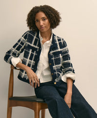 Cotton-Blend Soft Plaid Cardigan / Brooks Brothers Sale