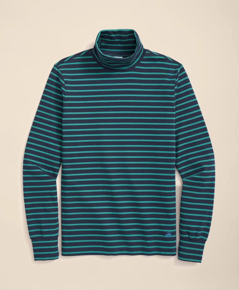 Cotton Blend Striped Turtleneck / Brooks Brothers Sale