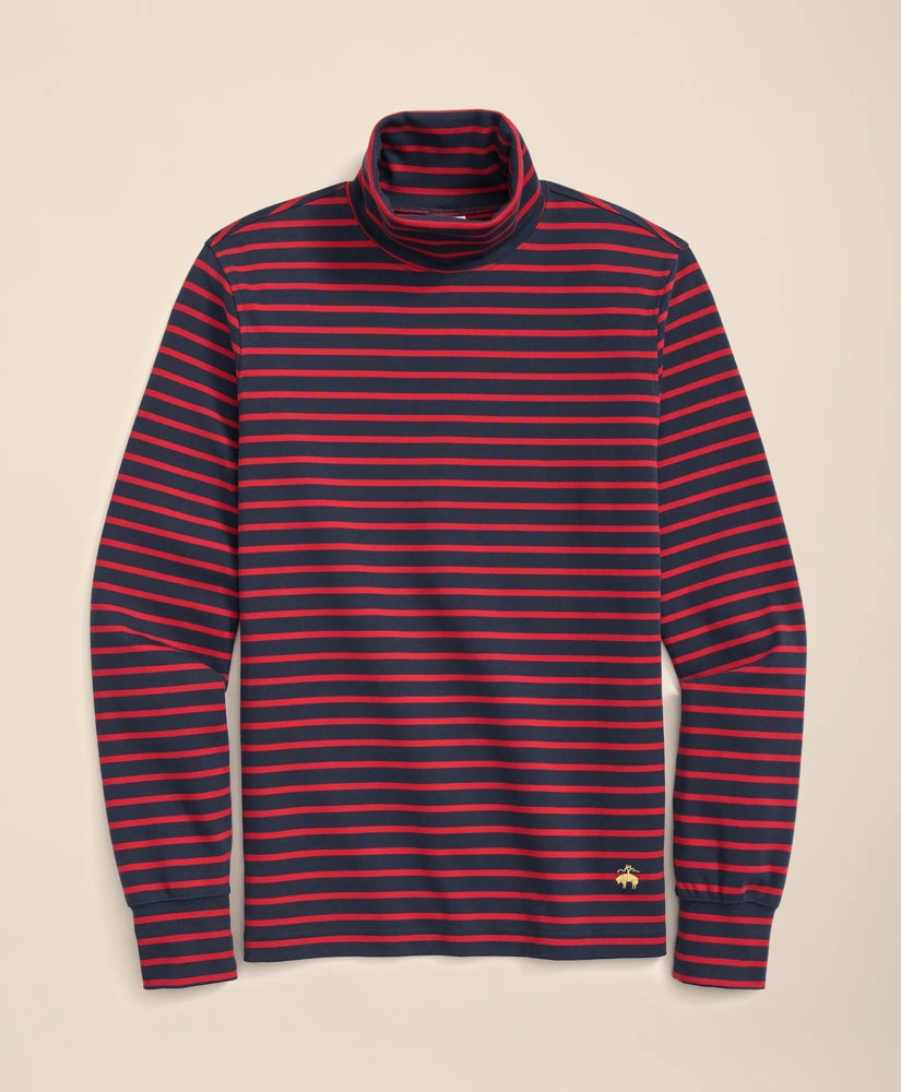 Cotton Blend Striped Turtleneck / Brooks Brothers Sale