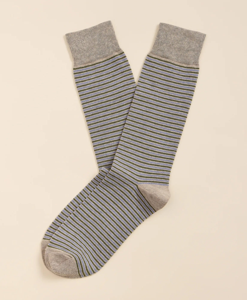 Cotton-Blend Stripe Socks / Brooks Brothers Men