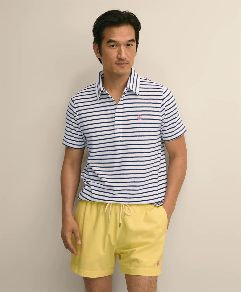 Cotton Blend Terry Cloth Stripe Polo Shirt / Brooks Brothers Men