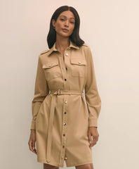 Cotton Blend Twill Belted Shirt Dress / Brooks Brothers Sale