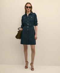 Cotton Blend Twill Belted Shirt Dress / Brooks Brothers Sale