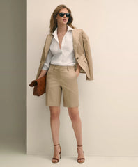 Cotton Blend Twill Bermuda Shorts / Brooks Brothers Women