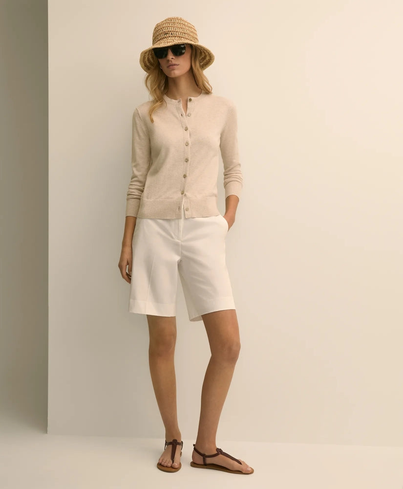 Cotton Blend Twill Bermuda Shorts / Brooks Brothers Women