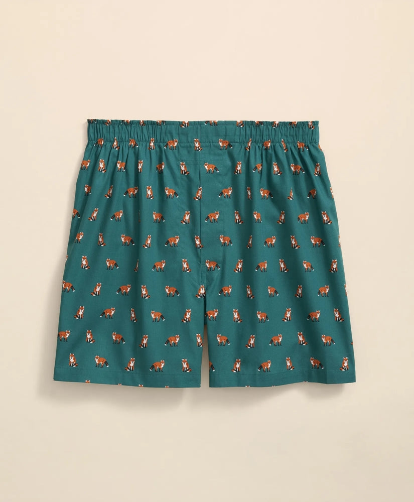 Cotton Broadcloth Fox Motif Boxers / Brooks Brothers Sale