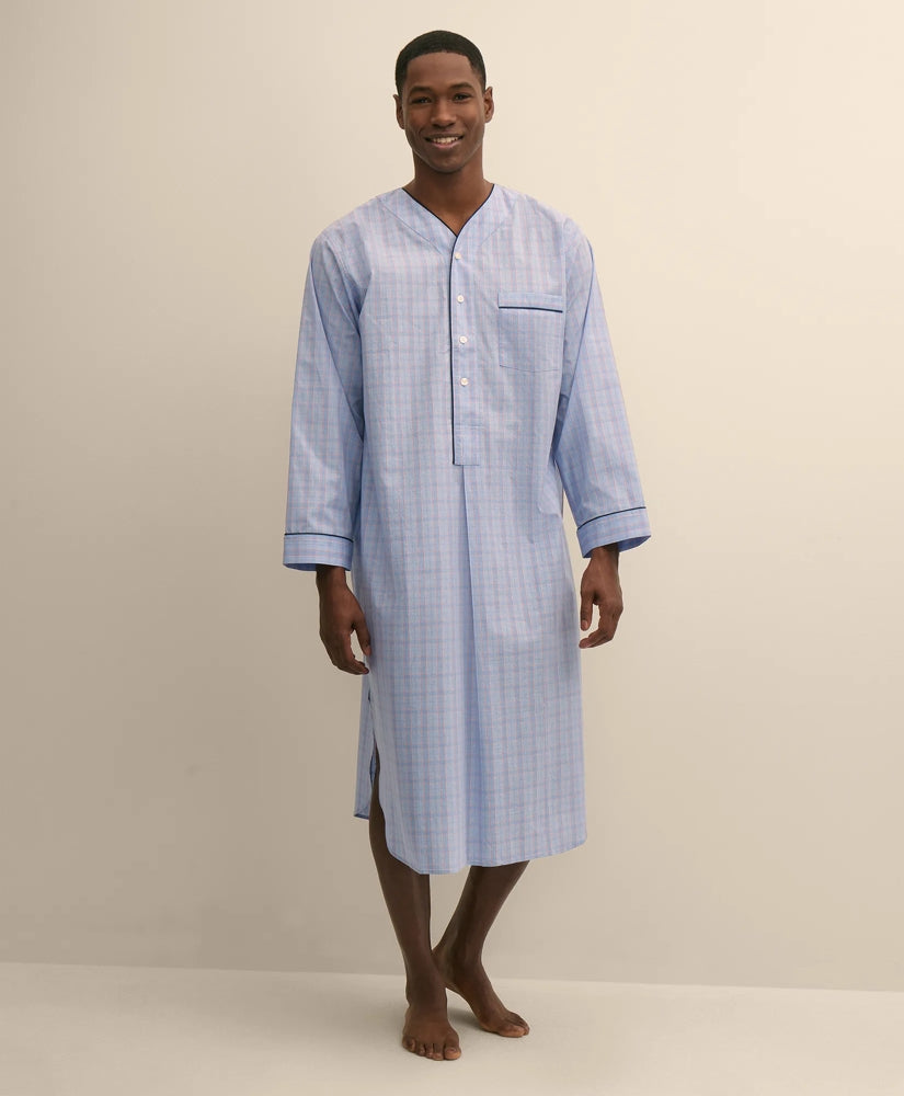 Cotton Broadcloth Glen Plaid Nightshirt / Brooks Brothers Men