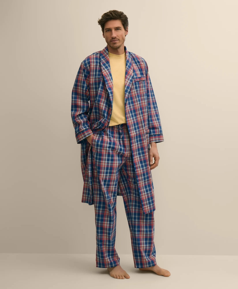 Cotton Broadcloth Madras Robe / Brooks Brothers Men