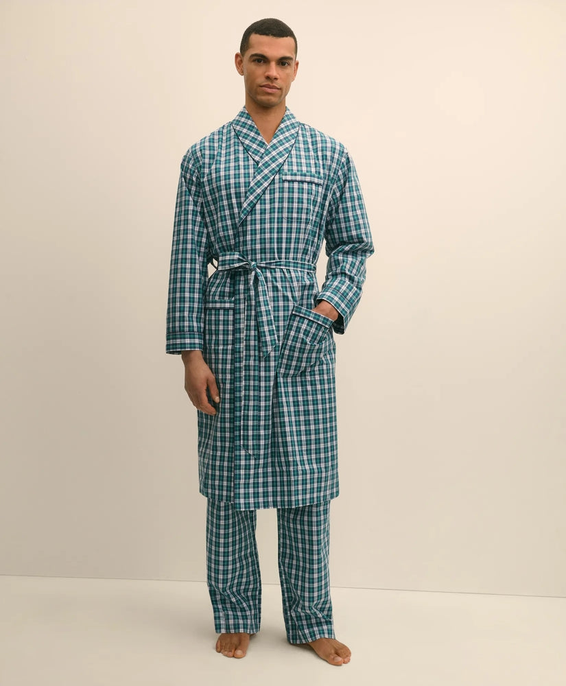 Cotton Broadcloth Plaid Robe / Brooks Brothers Men