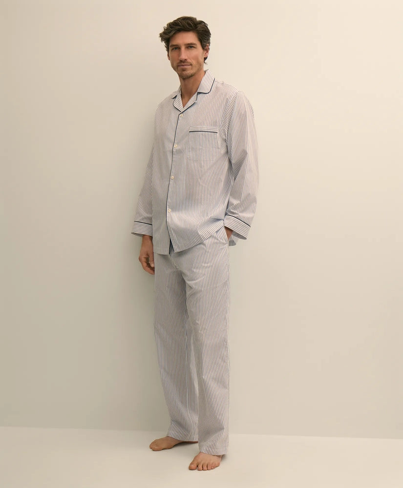 Cotton Broadcloth Stripe Pajamas / Brooks Brothers Men
