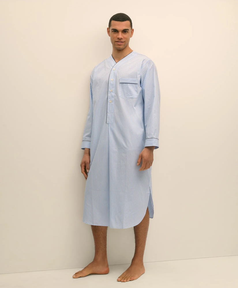 Cotton Broadcloth Striped Nightshirt / Brooks Brothers Men