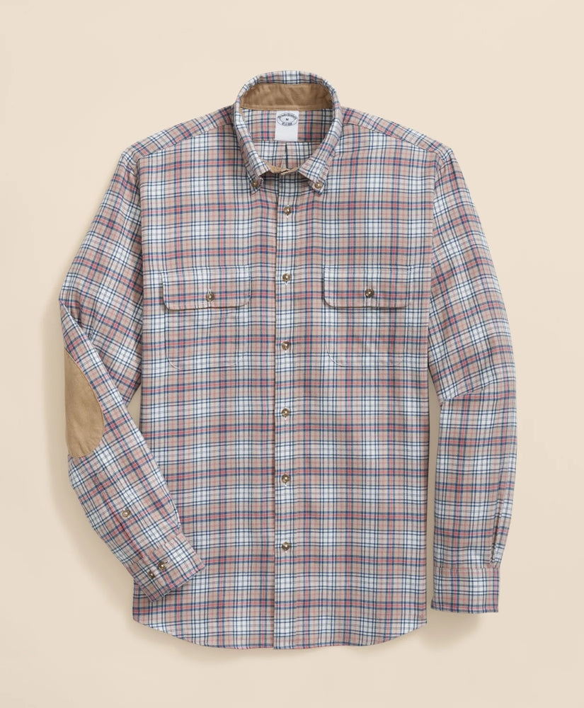 Cotton-Cashmere Flannel Plaid Sport Shirt / Brooks Brothers Sale