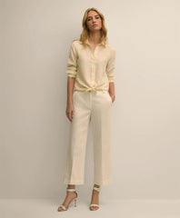 Cotton Dobby Cropped Wide-Leg Pants / Brooks Brothers Women