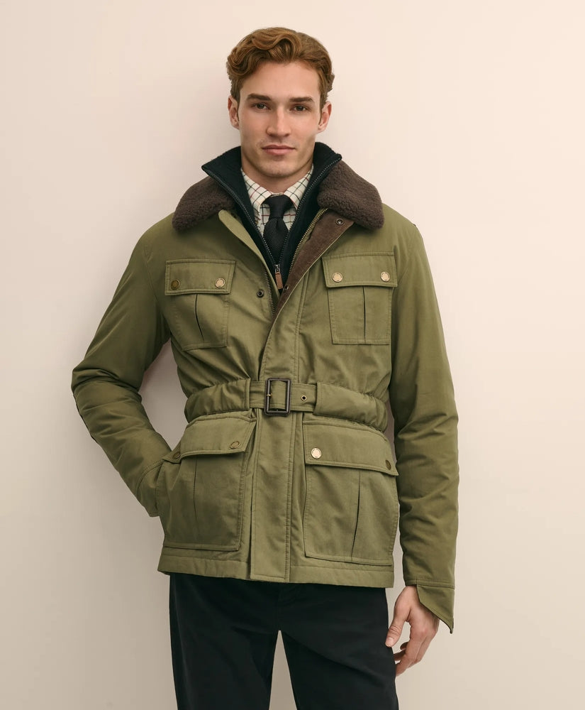 Cotton Field Jacket With Removable Shearling Collar / Brooks Brothers Sale