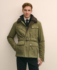 Cotton Field Jacket With Removable Shearling Collar / Brooks Brothers Sale