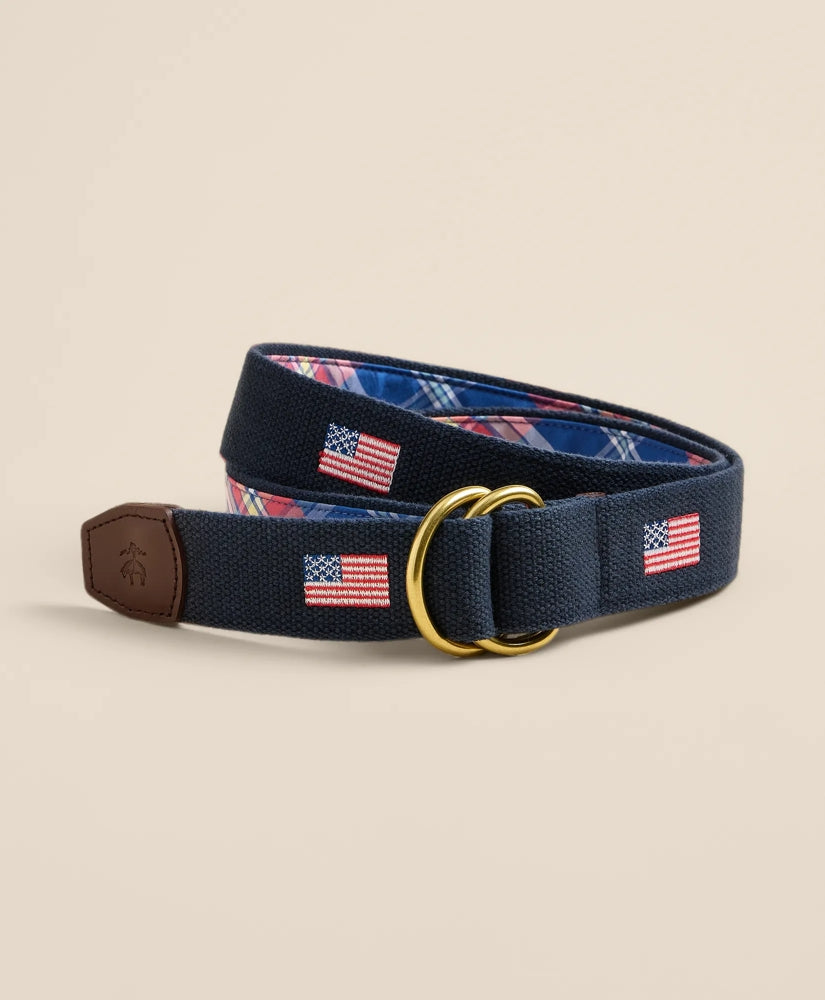 Cotton Flag Embroidered Belt / Brooks Brothers Men