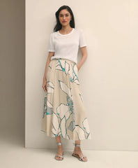 Flare Midi Skirt In Abstract Print / Brooks Brothers Women