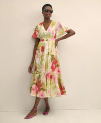 Cotton Floral Tiered Maxi Dress / Brooks Brothers Sale