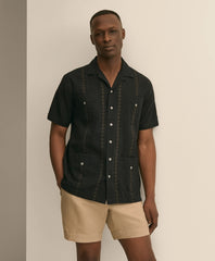 Cotton Guayabera Embroidered Short-Sleeve Shirt / Brooks Brothers Men