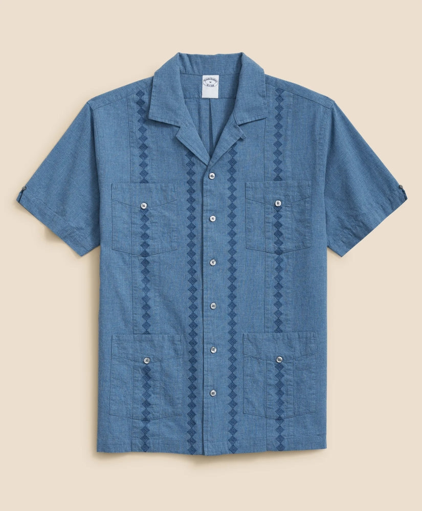 Cotton Guayabera Embroidered Short-Sleeve Shirt / Brooks Brothers Men