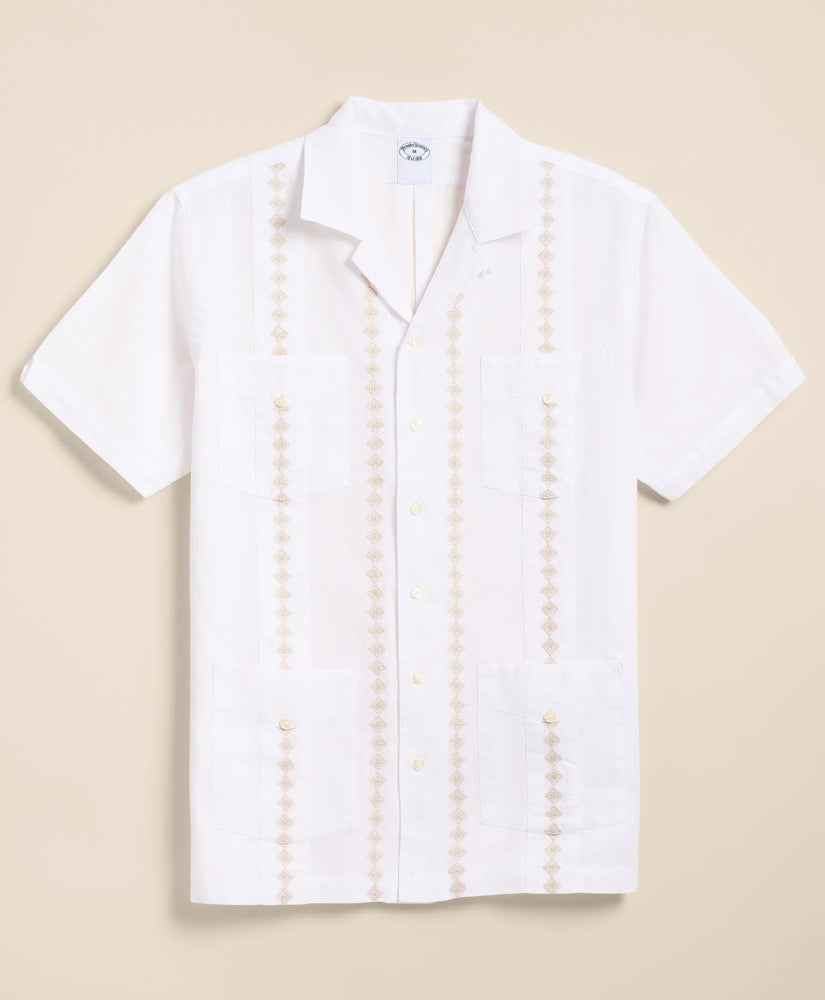 Cotton Guayabera Embroidered Short-Sleeve Shirt / Brooks Brothers Men
