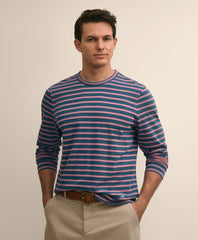 Cotton Indigo-Dyed Heavyweight Mariner Stripe Long-Sleeve T-Shirt / Brooks Brothers Shirts