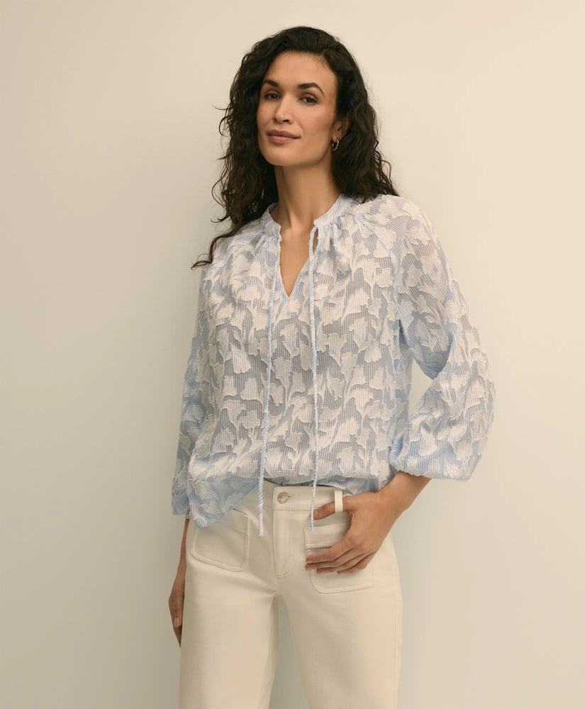 Cotton Jacquard Peasant Blouse / Brooks Brothers Women
