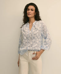Cotton Jacquard Peasant Blouse / Brooks Brothers Women