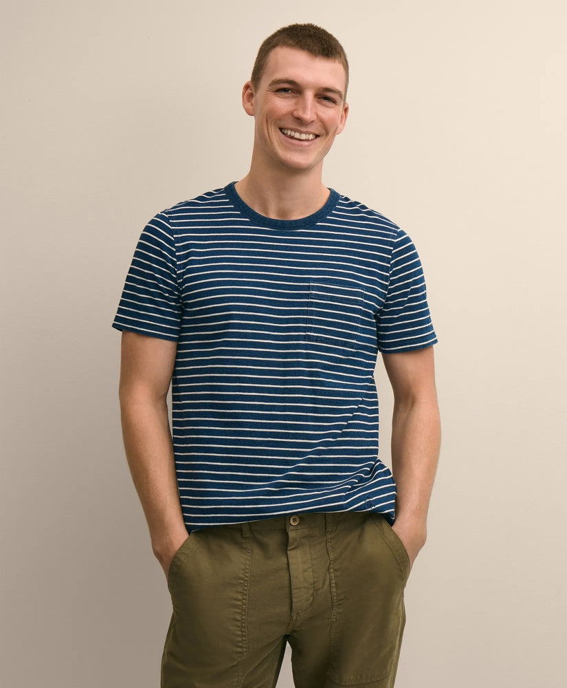 Cotton Mariner Stripe Indigo T-Shirt / Brooks Brothers Shirts