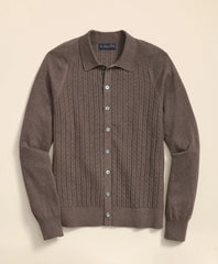 Cotton Mini-Cable Polo Cardigan / Brooks Brothers Sale