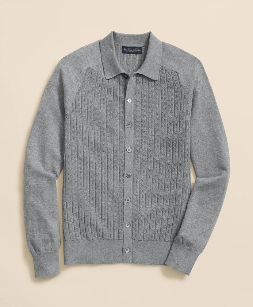 Cotton Mini-Cable Polo Cardigan / Brooks Brothers Sale