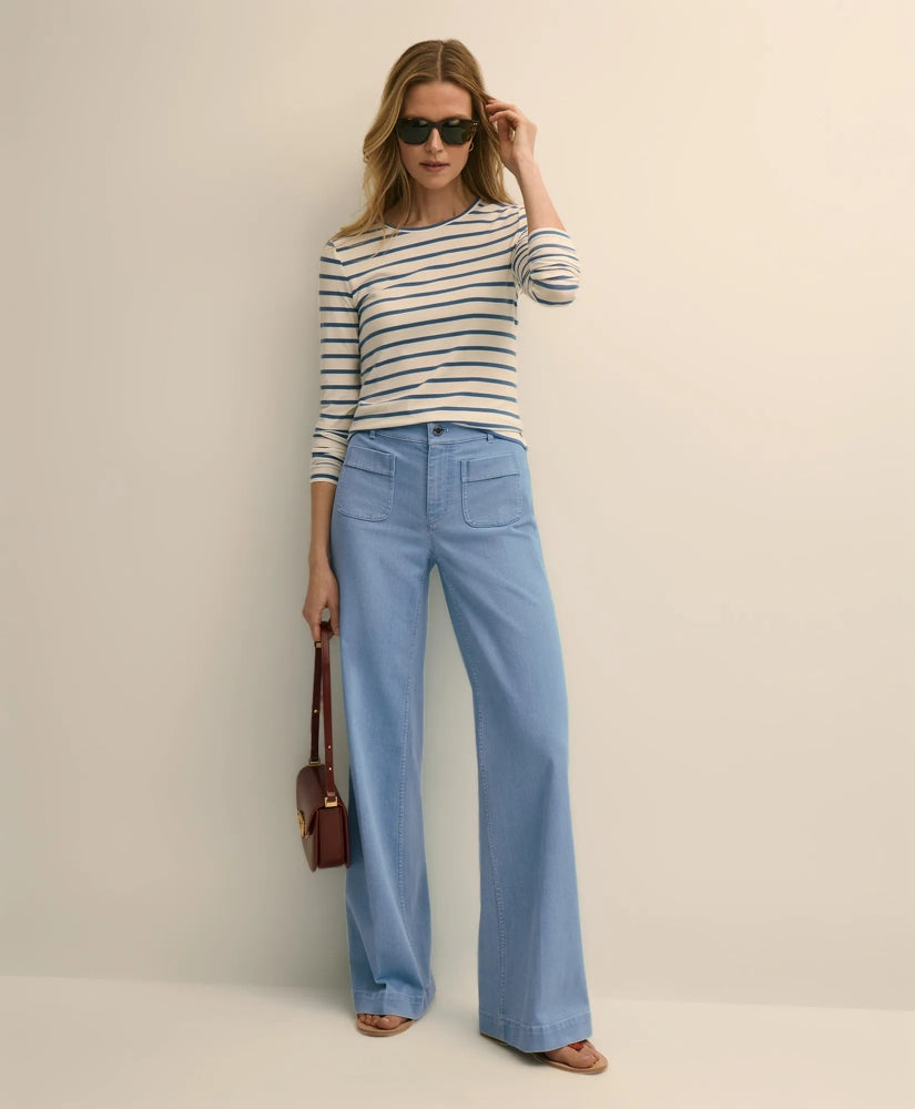 Cotton-Modal Blend Mariner Stripe Long-Sleeve T-Shirt / Brooks Brothers Women