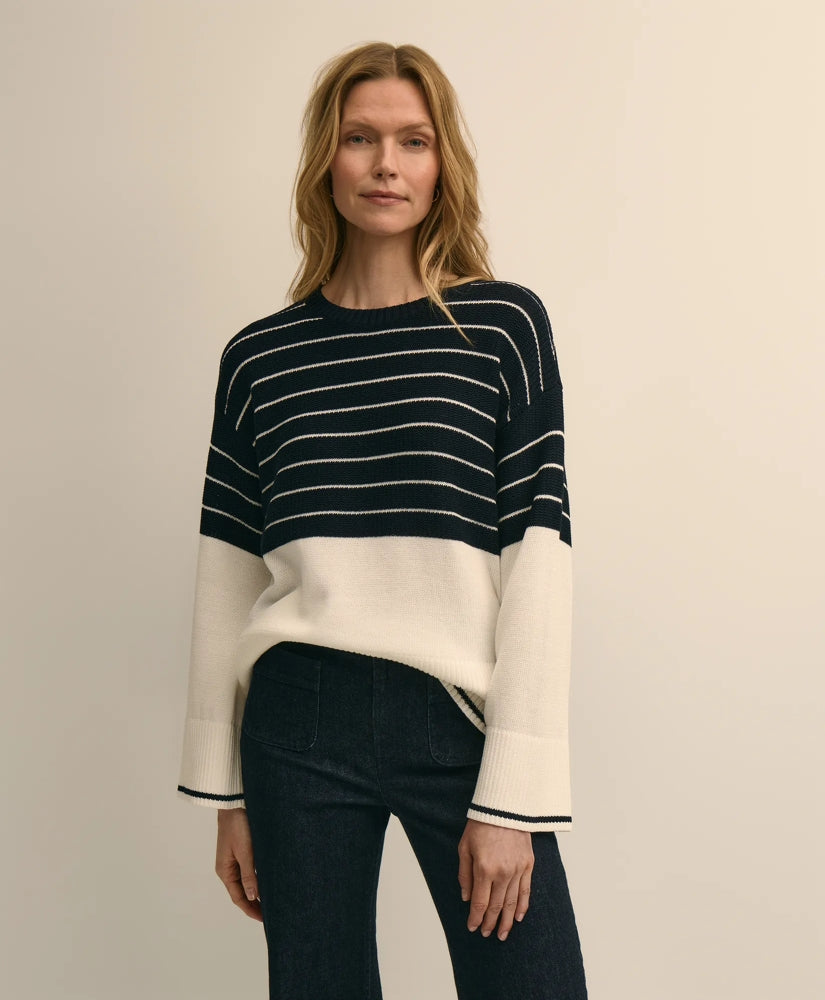 Cotton Oversized Mariner Stripe Sweater / Brooks Brothers Sale