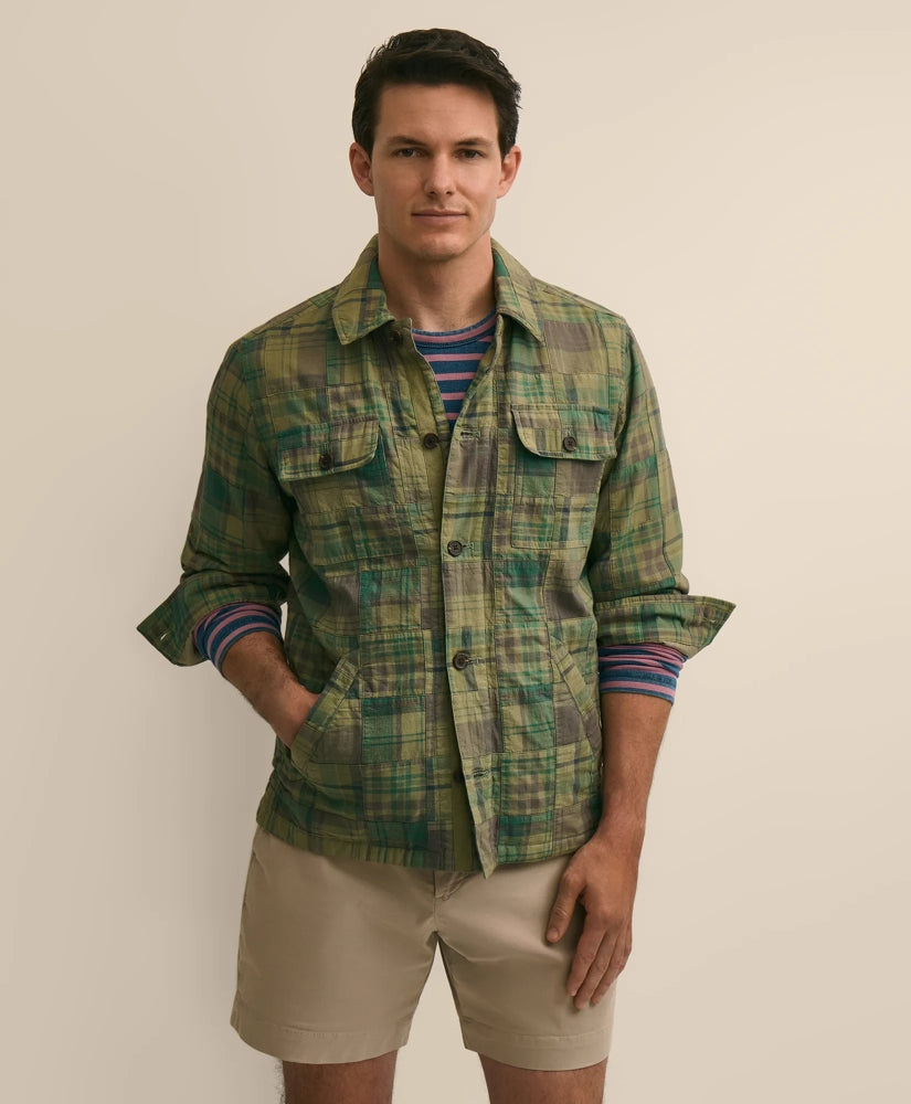 Cotton Patchwork Madras Shirt Jacket / Brooks Brothers Men