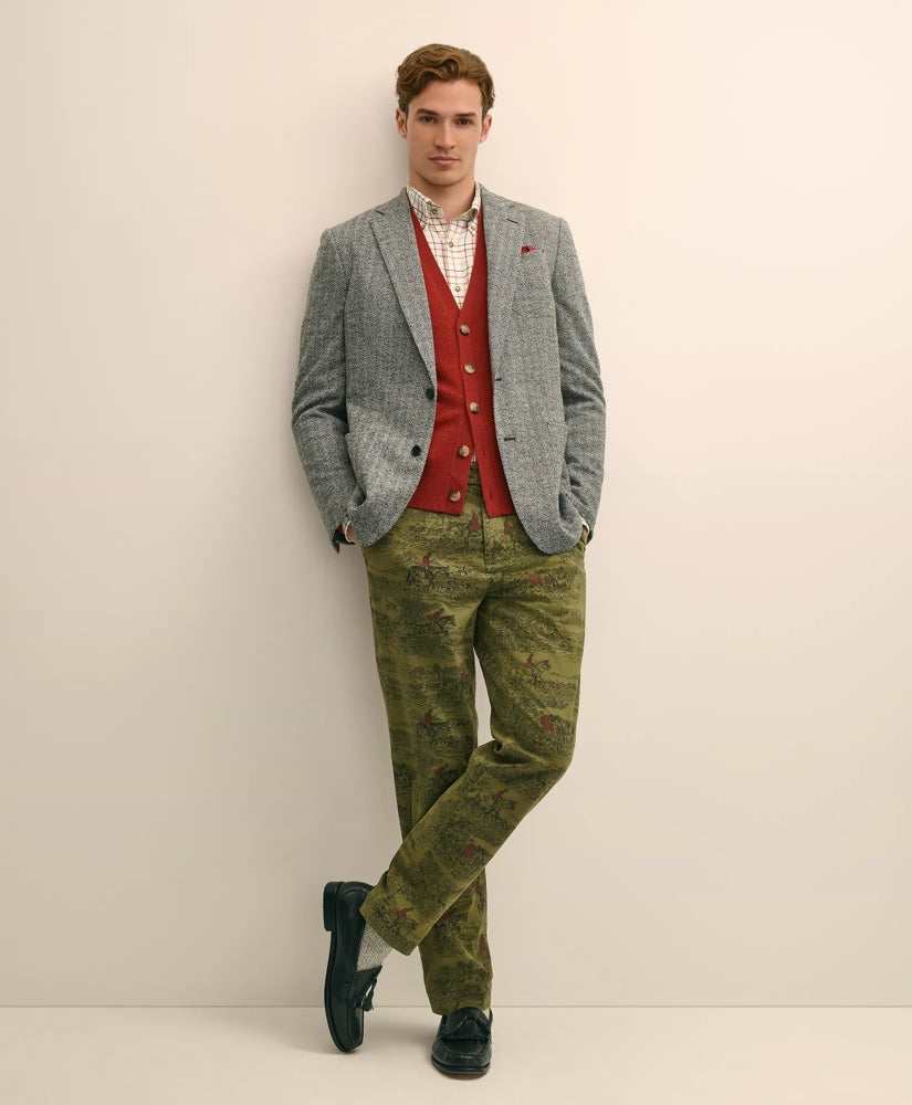 Cotton Equestrian Print Chino / Brooks Brothers Sale