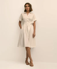 Cotton Sateen Short-Sleeve Belted Shirt Dress / Brooks Brothers Women