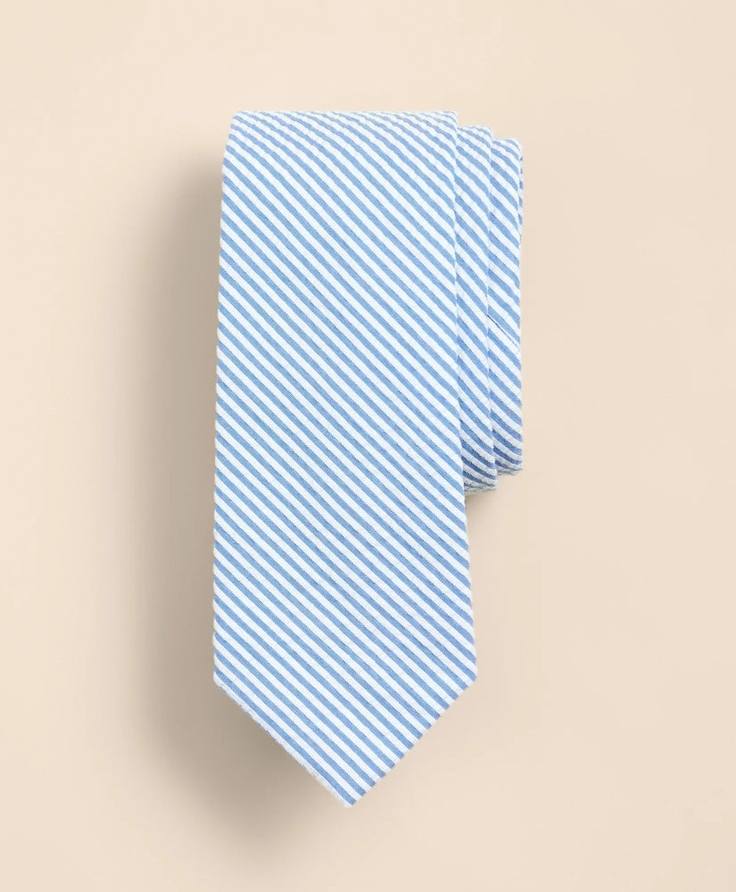 Cotton Seersucker Stripe Tie / Brooks Brothers Men