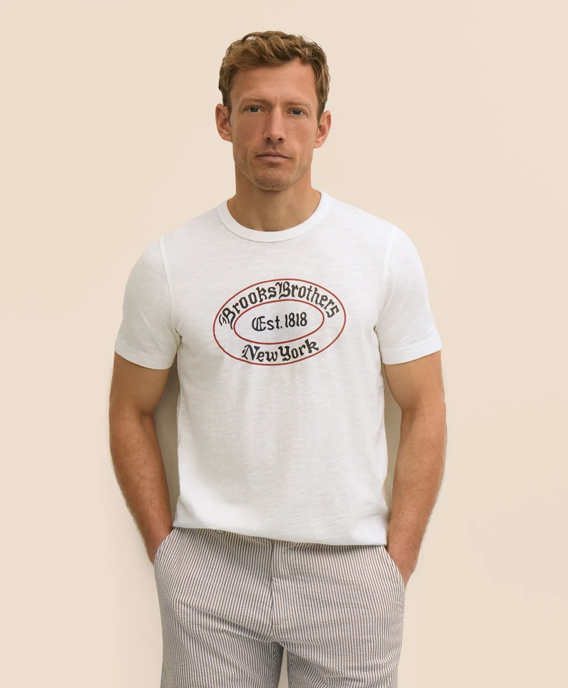 Cotton Slub Emblem Graphic T-Shirt / Brooks Brothers Shirts