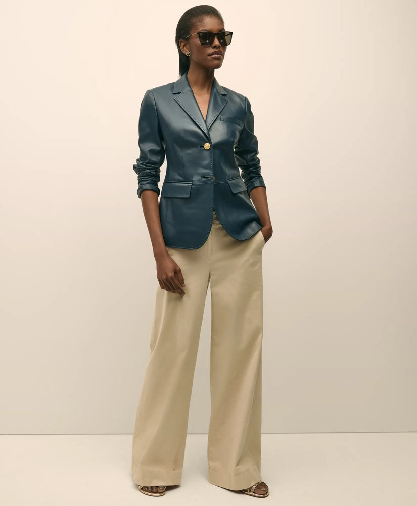 Cotton Twill Wide-Leg Pant / Brooks Brothers Women