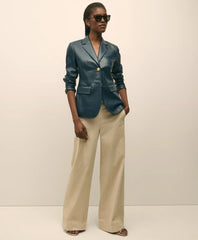 Cotton Twill Wide-Leg Pant / Brooks Brothers Women
