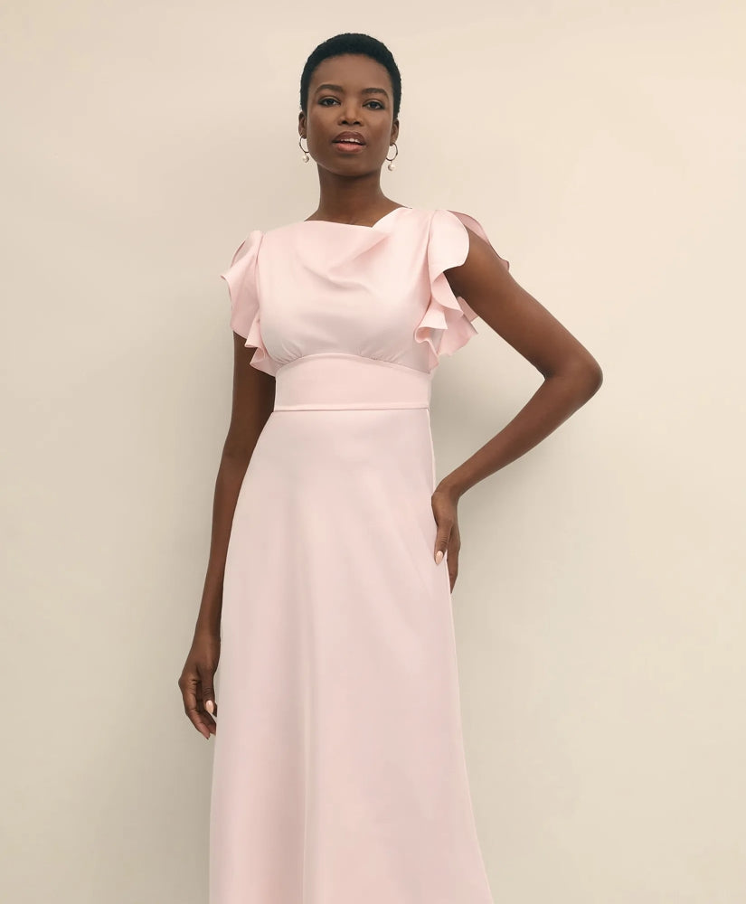 Crepe Butterfly Sleeve Maxi Dress / Brooks Brothers Sale