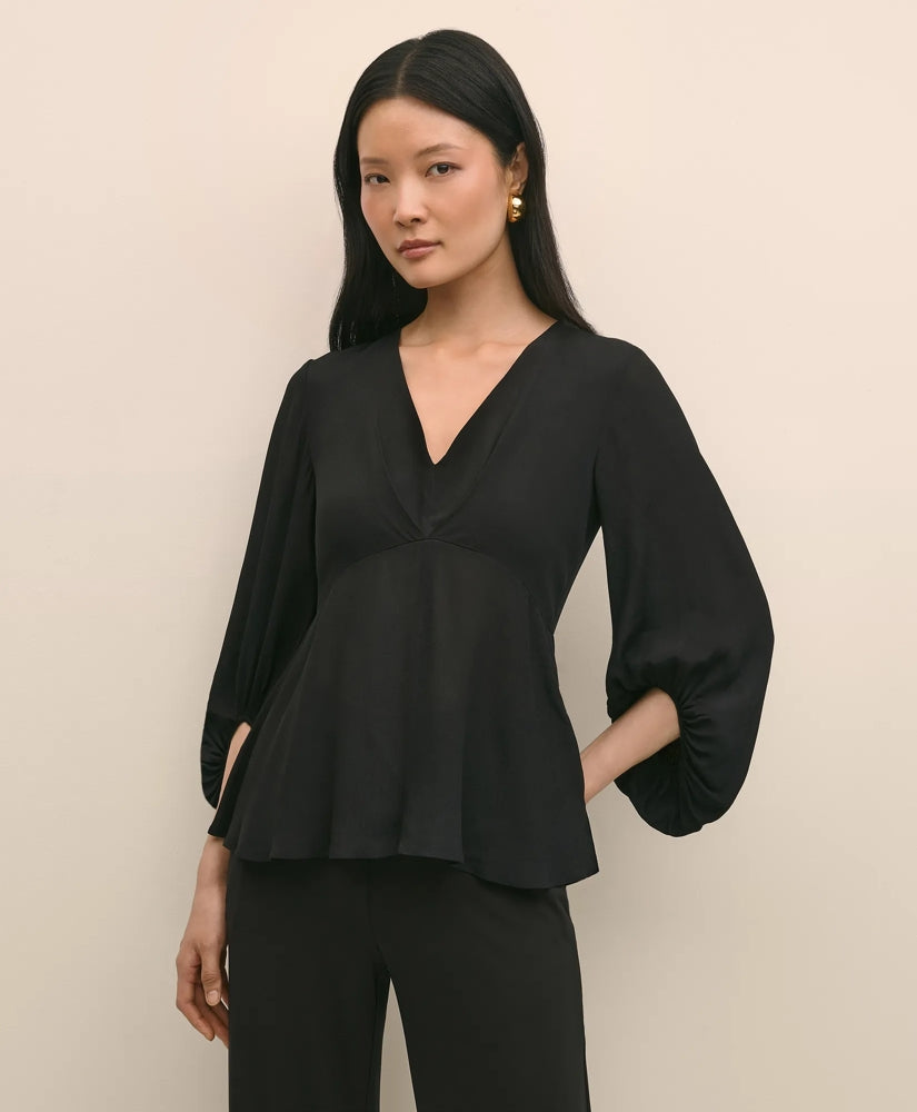 Crepe V-Neck Peplum Blouse / Brooks Brothers Sale